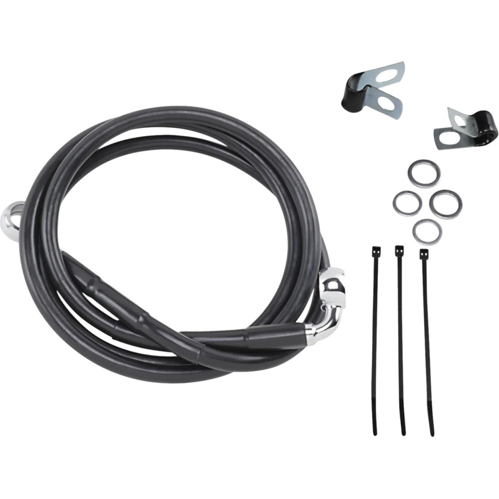 Extended Length Black Vinyl Brake Line Kit — 122 cm (48"), Oversize +15.2 cm (6"), Front