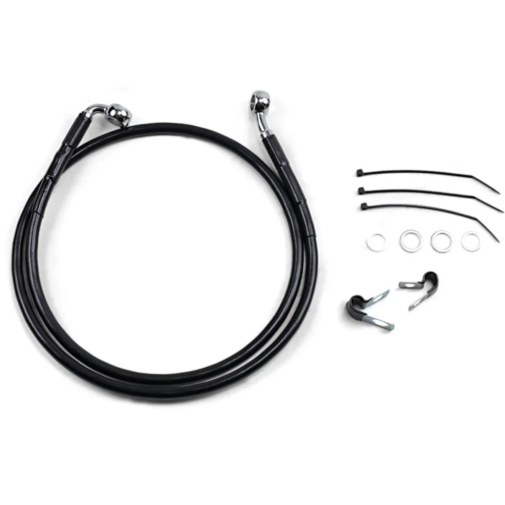 Extended Length Black Vinyl Brake Line Kit — 109 cm (42-7/8 in), oversize +4 in, front mounting