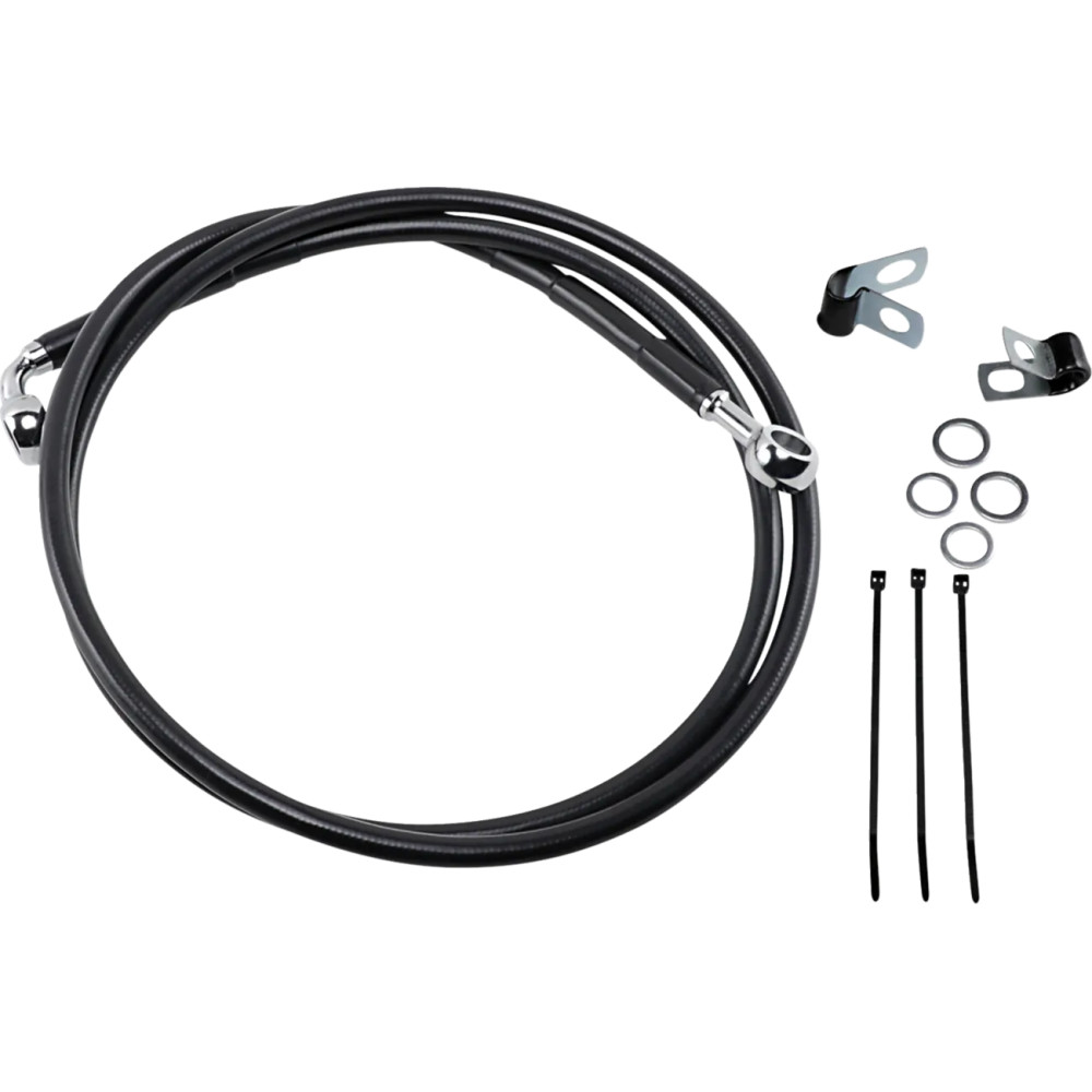 Extended Length Black Vinyl Brake Line Kit — 54-7/8" length, oversize +8", front fit