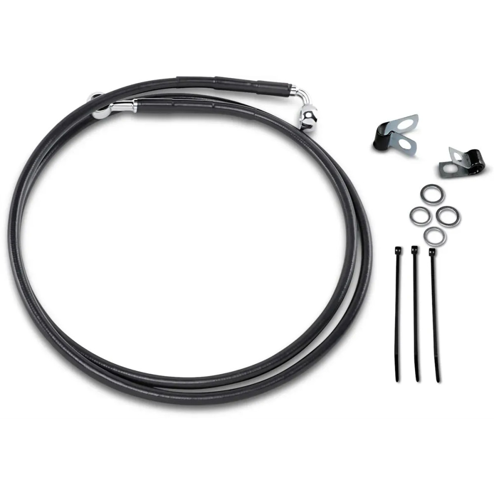 Extended Length Black Vinyl Brake Line Kit — Oversize +25.4 cm (10"), 144.5 cm (56-7/8"), Black, Front