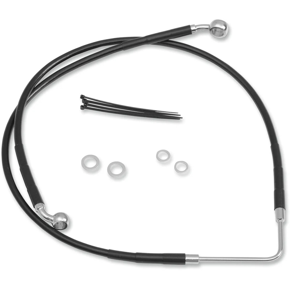 Stainless Steel Brake Line Kit — 125 cm (49-1/8"), Front Upper, Black
