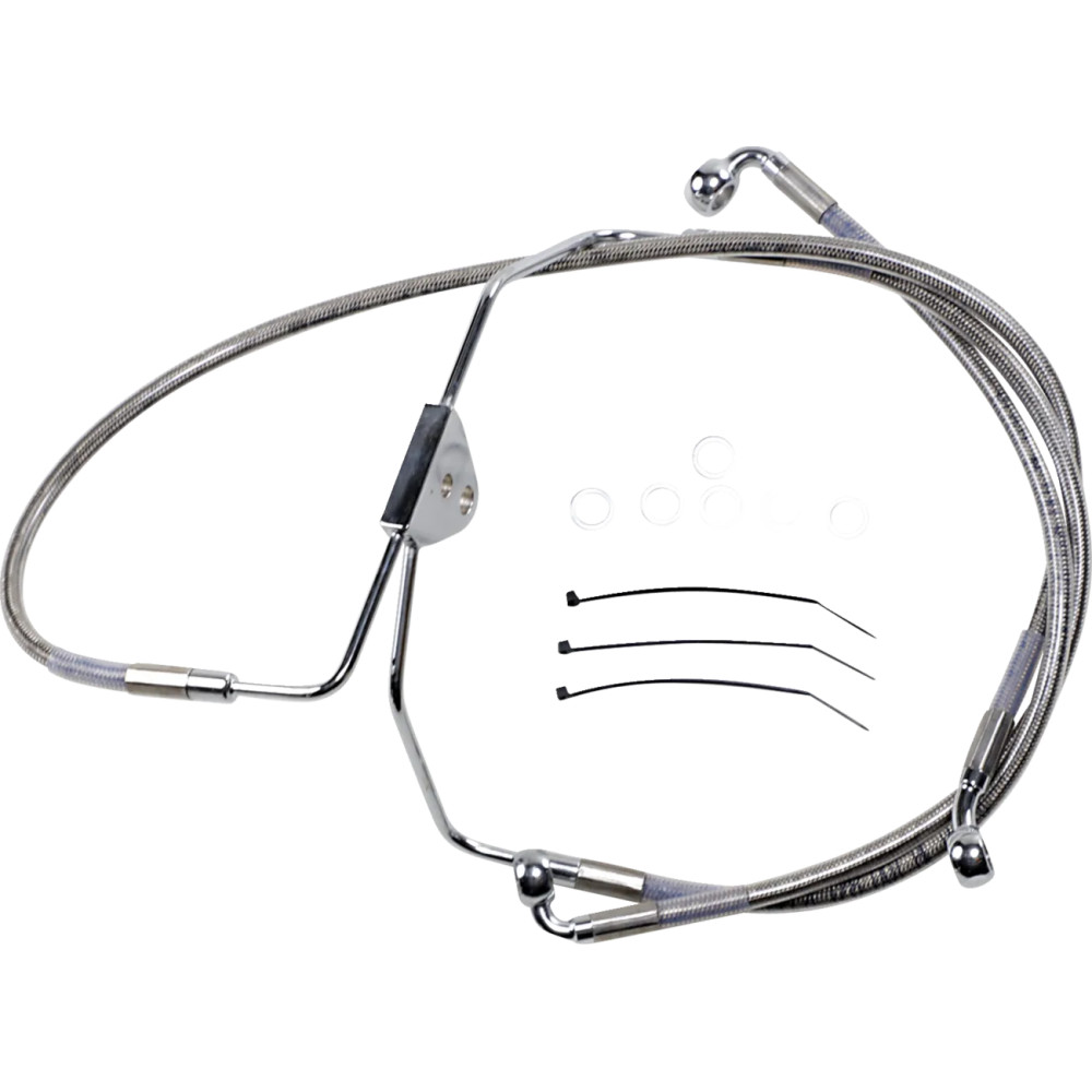 Extended Length Stainless Steel Brake Line Kit — Front, without ABS, 39 cm and 63.5 cm, Oversize +5.1 cm