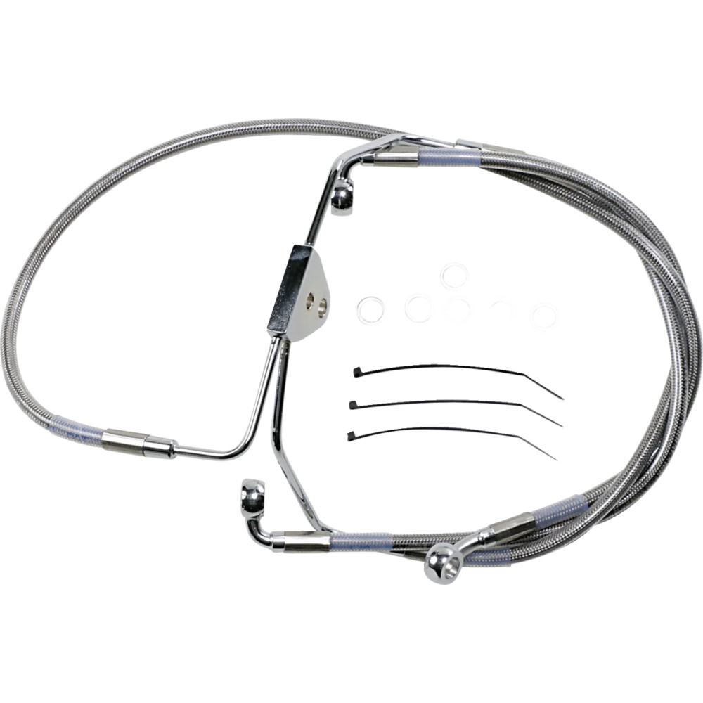Extended Length Stainless Steel Brake Line Kit — Oversize +10.2 cm (4"), 39 cm & 68.5 cm, without ABS