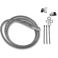Extended Length Stainless Steel Brake Line Kit — 140.5 cm, Oversize +25.4 cm (10"), Front, Silver clear-coated