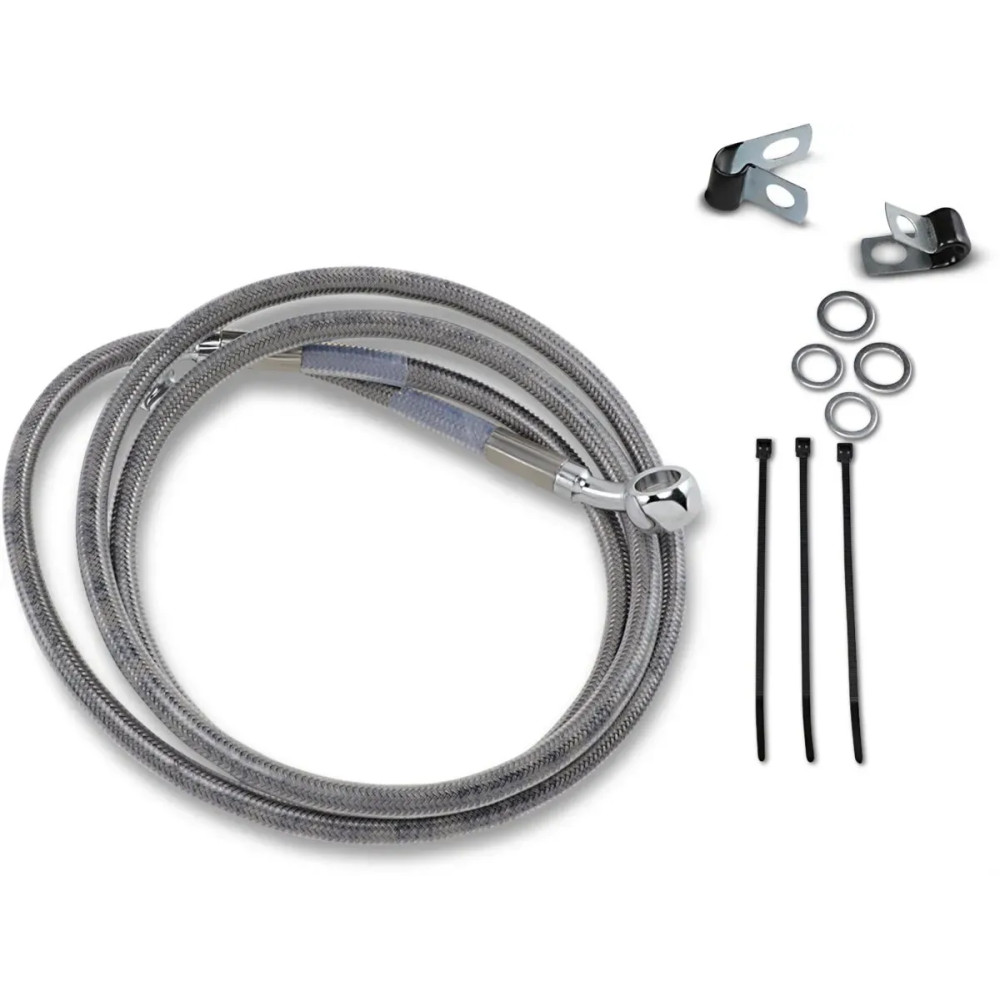 Extended Length Stainless Steel Brake Line Kit — 140.5 cm, Oversize +25.4 cm (10"), Front, Silver clear-coated