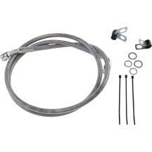 Extended Length Stainless Steel Brake Line Kit — 44" (112 cm), Oversize +2" (5.1 cm), Front, Silver clear-coated