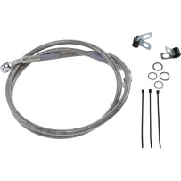 Extended Length Stainless Steel Brake Line Kit — 44" (112 cm), Oversize +2" (5.1 cm), Front, Silver clear-coated