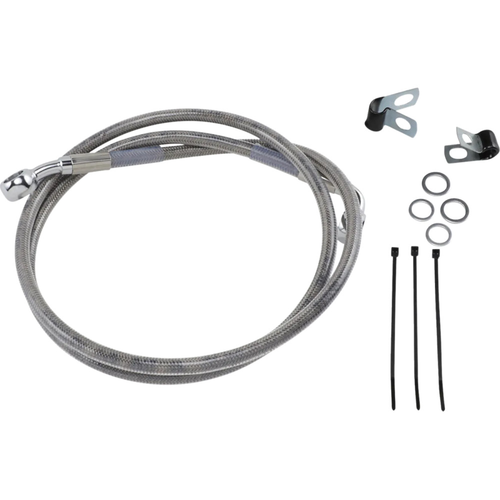 Extended Length Stainless Steel Brake Line Kit — 44" (112 cm), Oversize +2" (5.1 cm), Front, Silver clear-coated