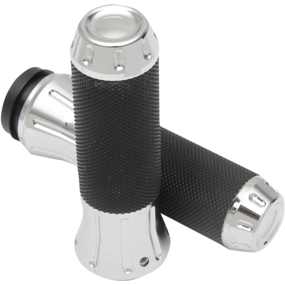 Custom Grips — 25.4 mm (1") handlebar diameter, 12.7 cm (5") length, Black, Chrome