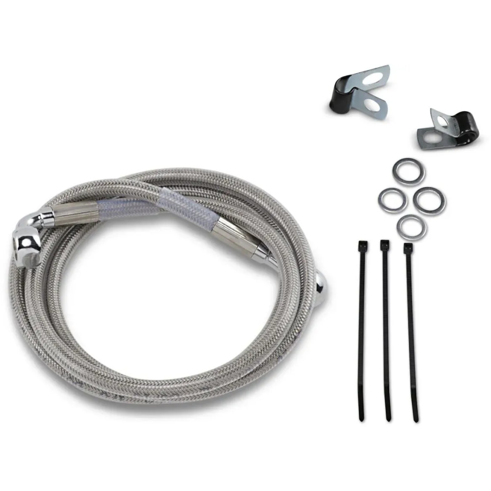 Extended Length Stainless Steel Brake Line Kit — 46" length, Oversize +4", Front, Silver