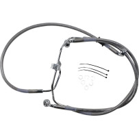 Extended Length Stainless Steel Brake Line Kit — Oversize +5.1 cm, 52.5/46.5 cm, without ABS, Silver