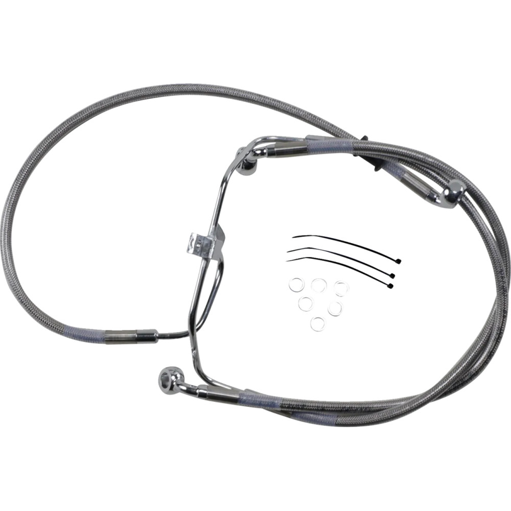 Extended Length Stainless Steel Brake Line Kit — Oversize +5.1 cm, 52.5/46.5 cm, without ABS, Silver