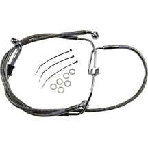 Extended Length Stainless Steel Brake Line Kit — Oversize +15.2 cm (6"), front, without ABS, silver clear-coated