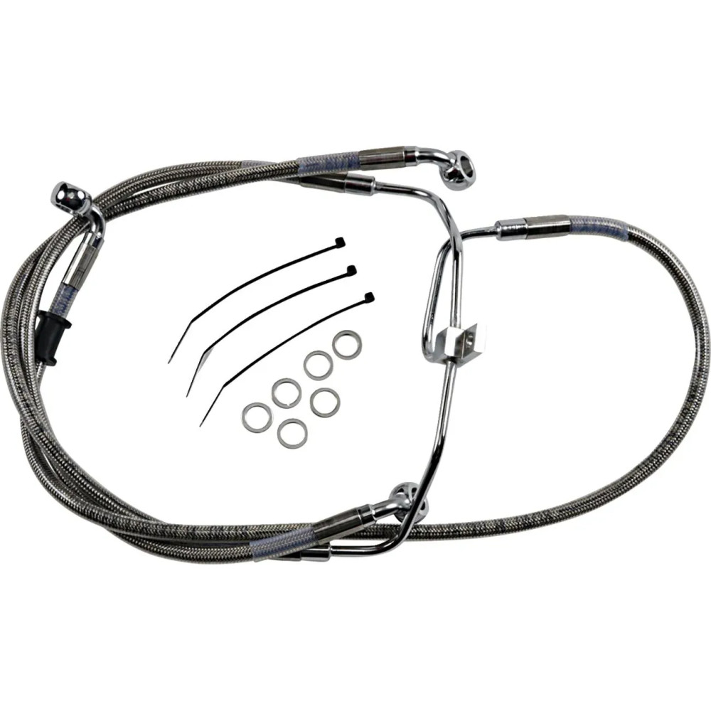 Extended Length Stainless Steel Brake Line Kit — Oversize +15.2 cm (6"), front, without ABS, silver clear-coated