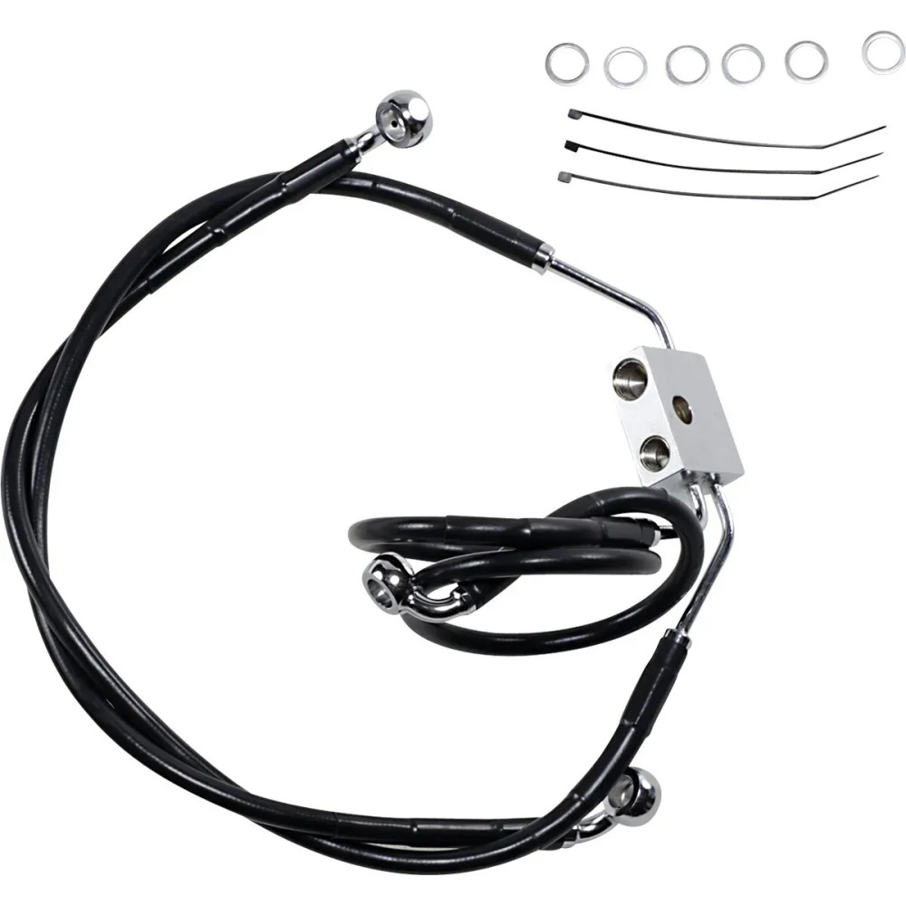 Extended Length Black Vinyl Brake Line Kit — Oversize +10.2 cm (4"), 51.5 cm, 68.5 cm, with ABS