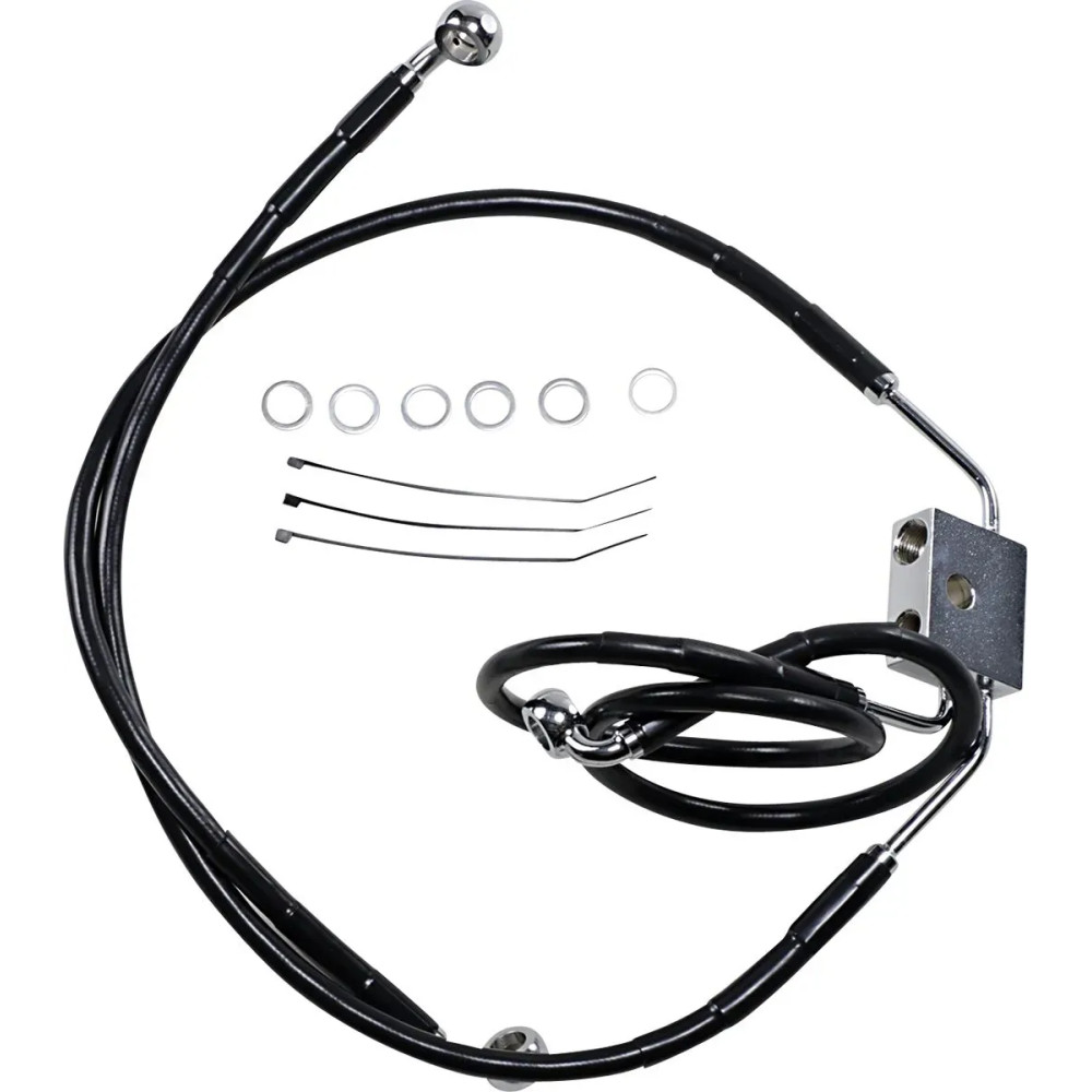 Extended Length Black Vinyl Brake Line Kit — Oversize +6", 20-1/4", 29", with ABS