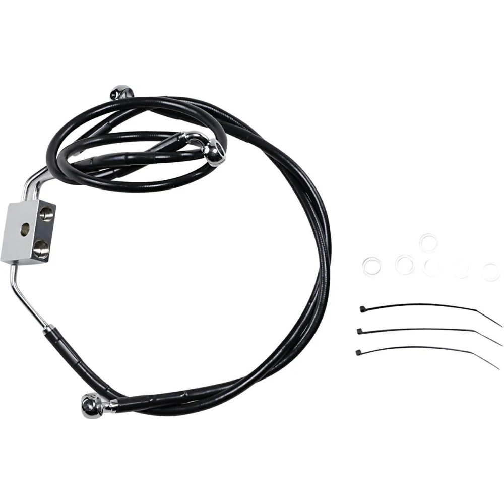 Extended Length Black Vinyl Brake Line Kit — Oversize +25.4 cm (10"), 51.5 cm/84 cm, Black, for ABS
