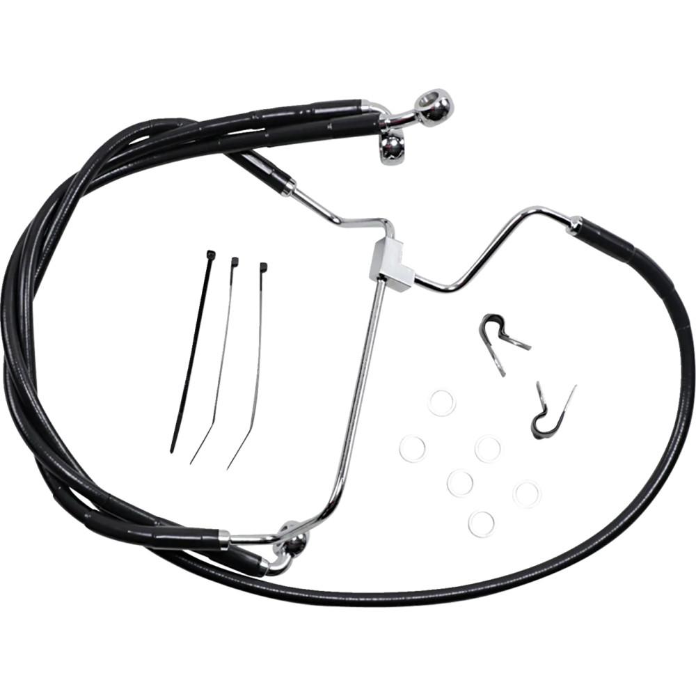 Extended Length Black Vinyl Brake Line Kit — 34.25", 21.5", 17.25", oversize +6", without ABS
