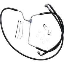 Extended Length Black Vinyl Brake Line Kit — 54.5 cm, 44.0 cm, 92.0 cm, front, without ABS, oversize +20.3 cm (8 in)