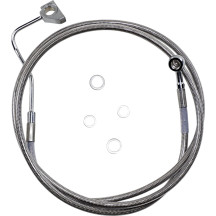 Extended Length Stainless Steel Brake Line Kit — 174 cm (68-1/2"), oversize +10.2 cm (4"), with ABS, silver clear-coated