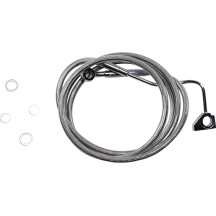 Extended Length Stainless Steel Brake Line Kit — 189 cm (74-1/2"), Oversize +10", Clear-coated silver, for ABS