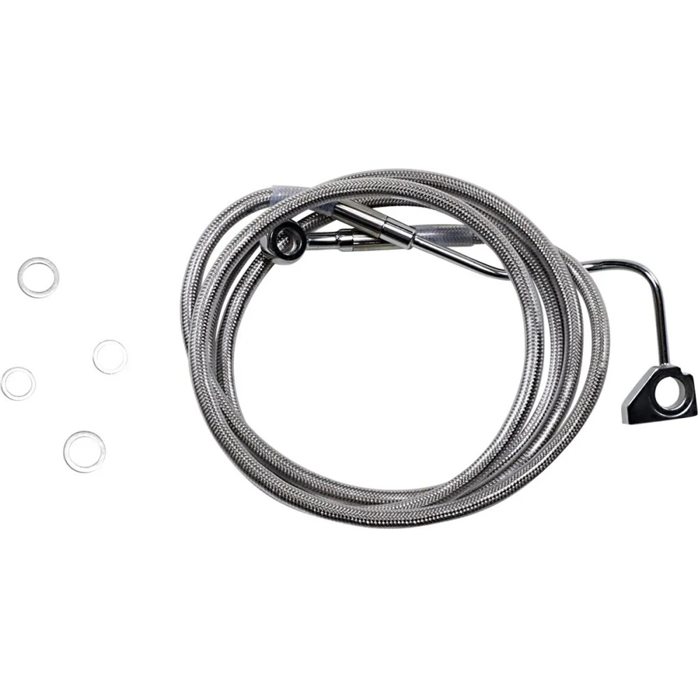 Extended Length Stainless Steel Brake Line Kit — 189 cm (74-1/2"), Oversize +10", Clear-coated silver, for ABS