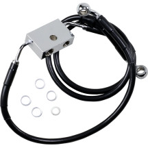 Latiguillo de freno de longitud extendida — Sobredimensionado +20,3 cm (8"), 74,5 cm (29-1/4"), Delantero, con ABS, Negro, recub