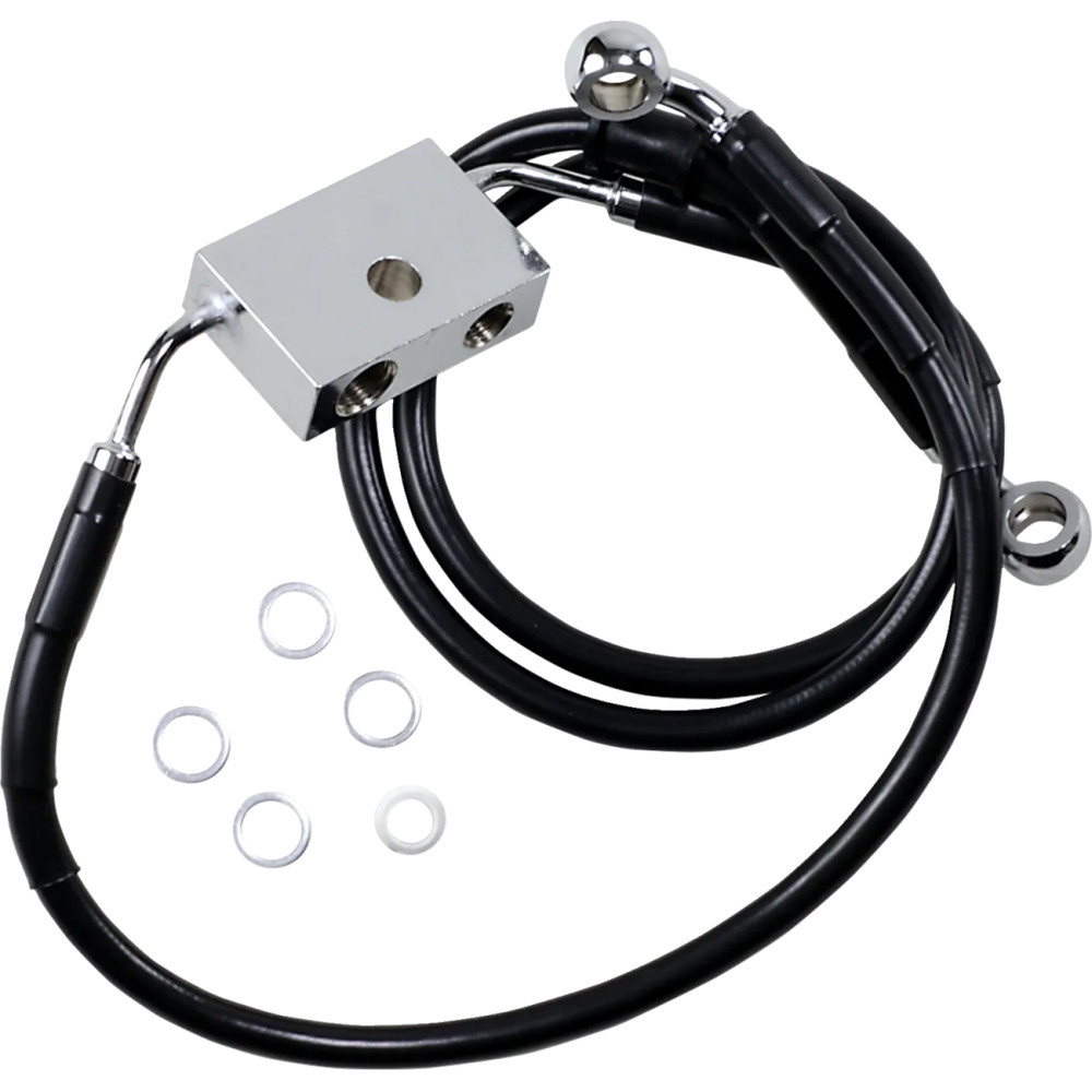 Latiguillo de freno de longitud extendida — Sobredimensionado +20,3 cm (8"), 74,5 cm (29-1/4"), Delantero, con ABS, Negro, recub