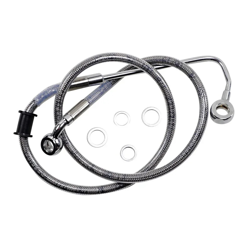 Kit de líneas de freno de acero inoxidable — 86.5 cm (34"), con ABS, plateado, con recubrimiento transparente