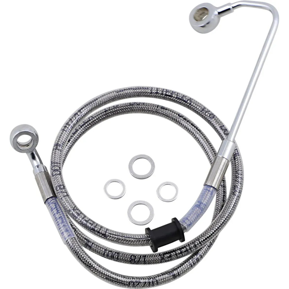 Extended Length Stainless Steel Brake Line — Oversize +20.3 cm (8"), 98.5 cm (38-3/4"), Front upper, Silver