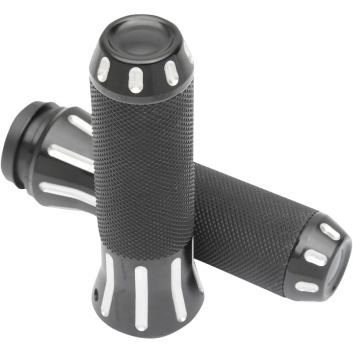 Puños personalizados — diámetro del manillar 25,4 mm (1"), longitud 12,7 cm (5"), negro, plateado