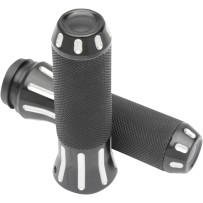 Custom Grips — 25.4 mm (1") handlebar diameter, 12.7 cm (5") length, Black, Silver