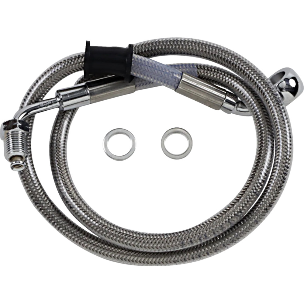 Línea de freno de acero inoxidable de longitud extendida — 69 cm (27-1/4"), Sobredimensionada +10,2 cm (4"), Delantera superior