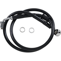 Línea de freno de acero inoxidable de longitud extendida — 84.5 cm (33-1/4"), Sobredimensionada +25.4 cm (10"), con ABS, Negro