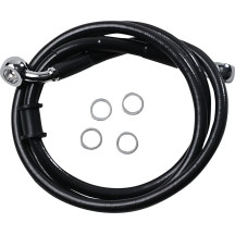 Kit de líneas de freno de acero inoxidable — 115 cm (45-1/4"), delantero superior, sin ABS, negro recubierto de vinilo