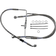 Extended Length Stainless Steel Brake Line — 31 in, Oversize +2 in, without ABS, Silver