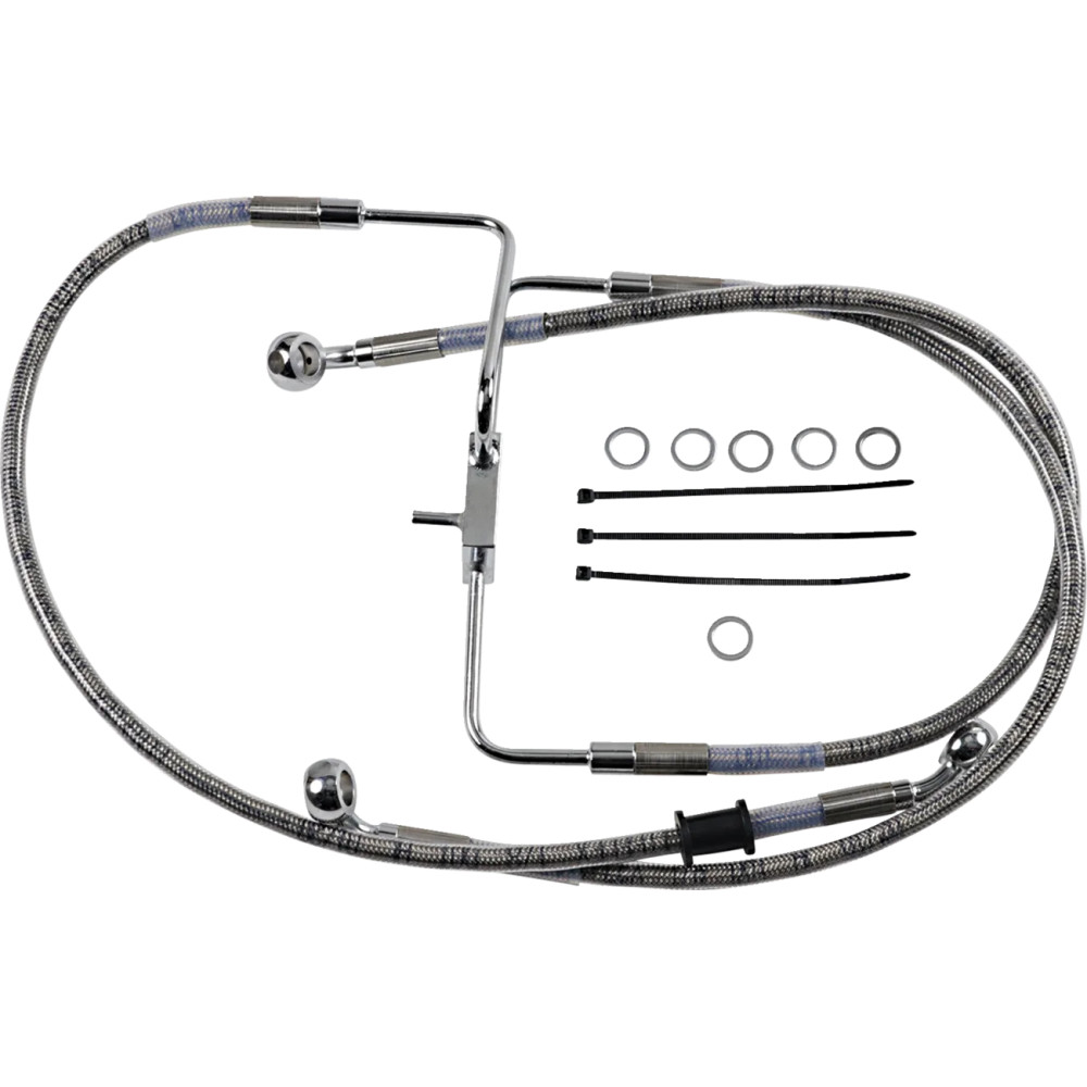 Latiguillo de freno de acero inoxidable longitud extendida — 89 cm (35"), sobredimensionado +15,2 cm (6"), delantero, sin ABS