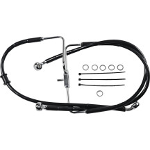 Línea de freno de acero inoxidable de longitud extendida — 84 cm (33"), Sobredimensionada +10.2 cm (4"), Delantera, Negro