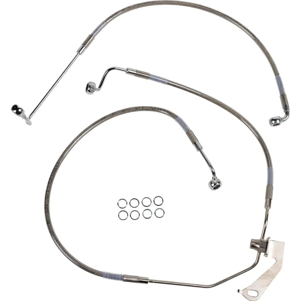 Latiguillo de freno trasero — sin ABS, plateado pulido