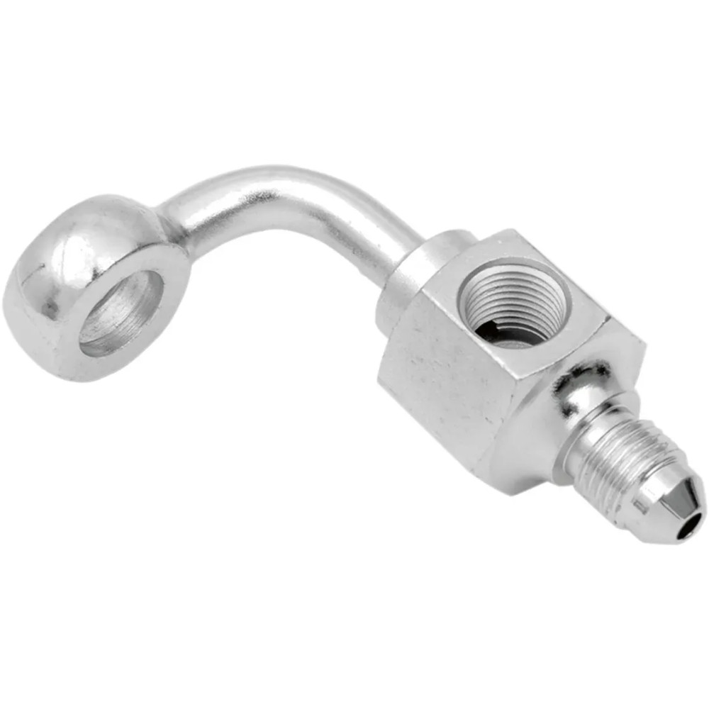 Chrome Steel Banjo Fitting — -3 AN male, 3/8" 90° short