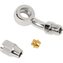 Racor Banjo — 10 mm (3/8"), curvatura 35°, cromado