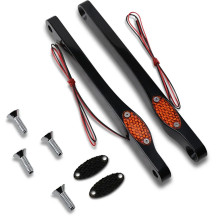 Luces delanteras LED para intermitentes — 12 V, anodizado negro, lente ámbar