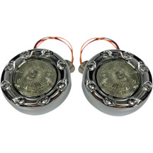 ProBEAM® Anillos Frontales Bullet Ringz™ — enchufe JAE, montaje delantero, cromado, ámbar/blanco, par