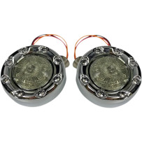 ProBEAM® Anillos Frontales Bullet Ringz™ — enchufe JAE, montaje delantero, cromado, ámbar/blanco, par