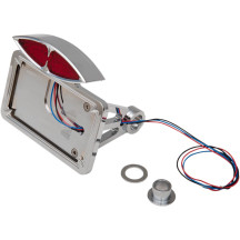 Side-Mount Deco Taillight with License Plate Mount — 19 cm height, 16 cm width, side mount, red lens