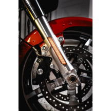 LED Front Fork Lightz™ — Harley-Davidson®, Amber lens, Chrome housing, Pair, 12V