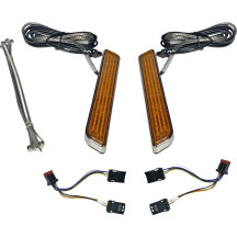 LED Front Fork Lightz™ — Harley-Davidson®, Amber lens, Chrome housing, Pair, 12V
