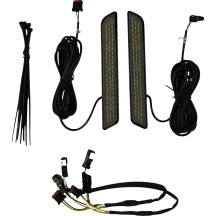 Reemplazos de reflectores LED para horquilla delantera — Compatible con Harley-Davidson, carcasa negra brillante, lente ahumada