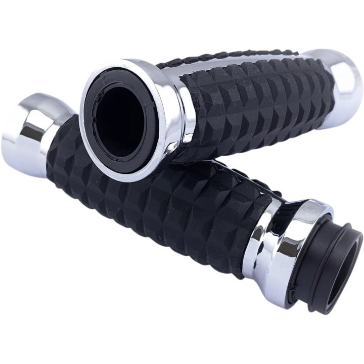 Puños Grenade — 25.4 mm (1") manillar, Negro, Cromo
