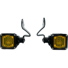 Shark Demon® LED Front Turn Signals — Harley-Davidson Road Glide fit, black housing, yellow lens